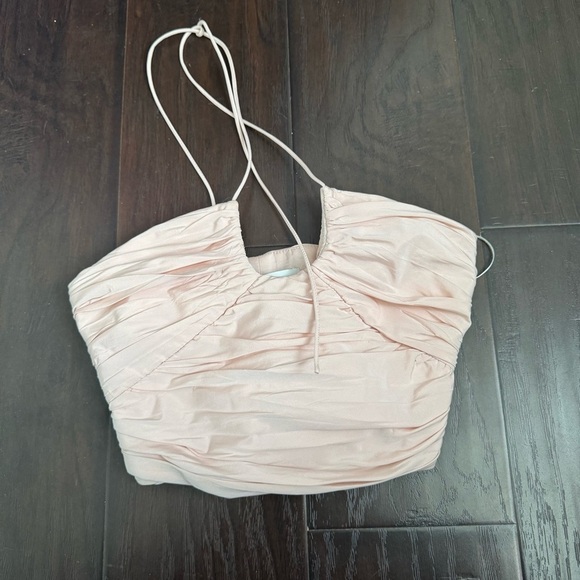 NWT Zara Ruched Halter Crop Top Blush Pink Strapless Corset Bustier Y2K Party - Picture 3 of 6